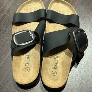 Bjorndal Black Sandals with Silver Buckle